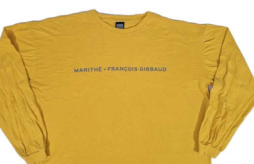 Vintage MARITHE FRANCOIS GIRBAUD Spell-Out Żółta koszulka męska z długim rękawem XXL - Zdjęcie 3 z 6