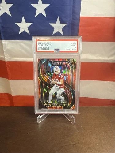 2024 Panini Select Premier Level Drake Maye #113 Red Shock Prizm /249 (RC) PSA 9