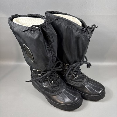 Sorel Snowlion Tall Women's Snow Boots Size 6 Black Made In Canada WINTER BOOT