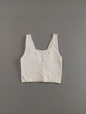 All In Motion Sports Bra Womens Medium White Ribbed V Back Longline Yoga Top