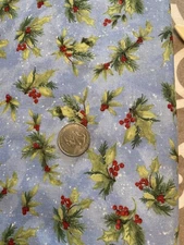 Wilmington Fabric Frosty Frolic by Susan Winget Holly Cotton choice of size