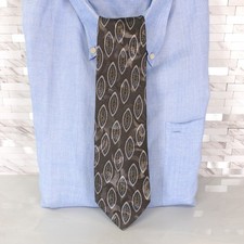 Silk Foulard Neck Tie Mens Taupe Gray Geo Paisley Art Dress Suit Career CONFORT
