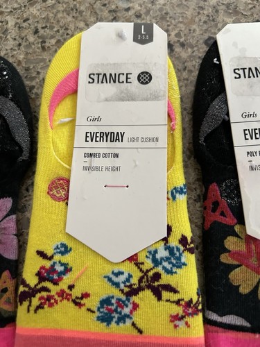 Stance Socks Girls Youth Super Bloom & Ditzy Do~L 2-5.5 Invisible Height 3pr NEW - Picture 3 of 8