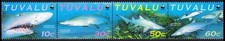 Tuvalu WWF Sand Tiger Shark Strip of 4v 2000 MNH SG#872-875 MI#862-865