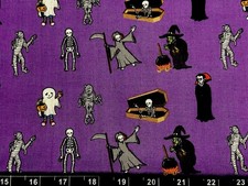 Tina Scrap 9"x21" Halloween Mummy Casket Skeleton Dracula Ghost FABRIC COTTON