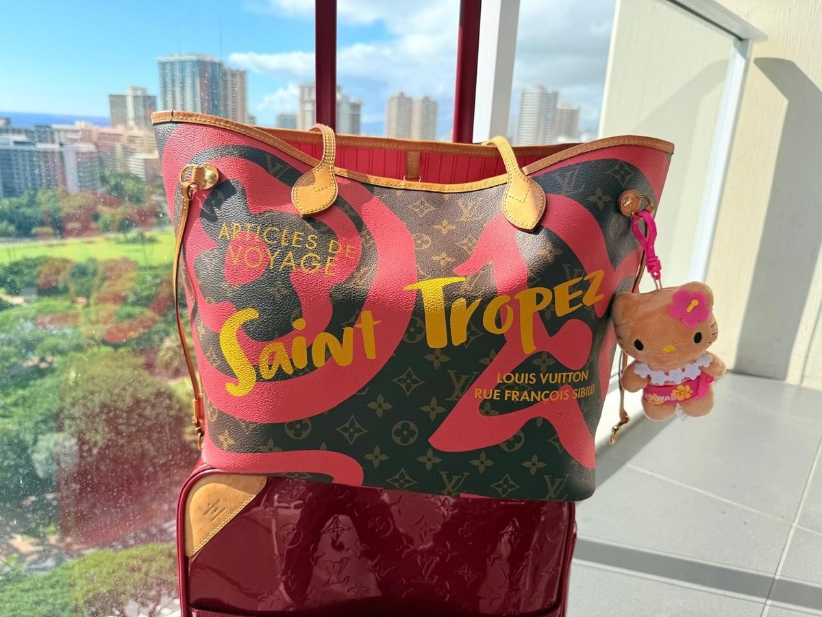 Louis Vuitton Saint Tropez Neverfull MM Bag Cabas Tote Pink