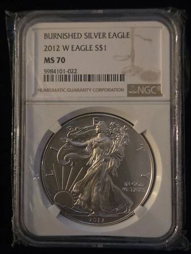 2012-W Burnished Silver Eagle NGC MS70 Brown Label- Beautiful Spotless Coin