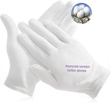 24pcs Unisex Soft White Cotton Gloves for Dry Hands, Work, Coin Jewelry Inspecti