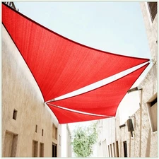 8' x 8' x 8' Red Triangle Sun Shade Sail Canopy Mesh Fabric UV Block UPF50 - ...