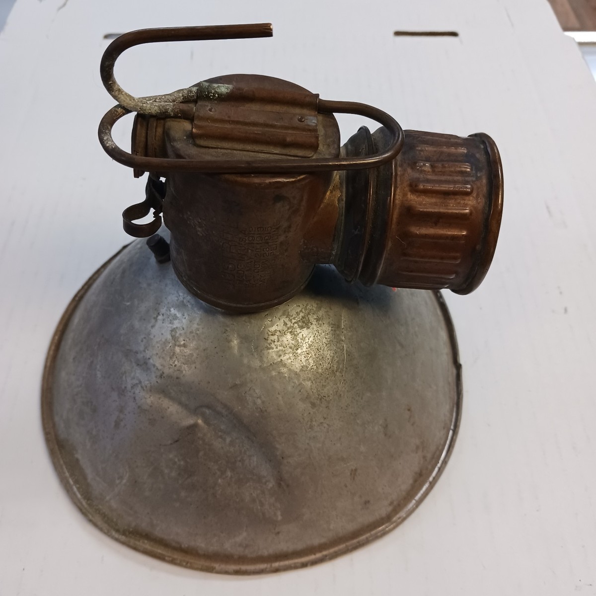 Vintage JUSTRITE Brass Carbide Coal Miner's Cap Helmet Lamp Light