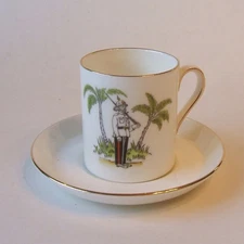 Royal Tuscan Bone China Bahamas Vintage Demitasse Cup & Saucer Expulsis Piratis