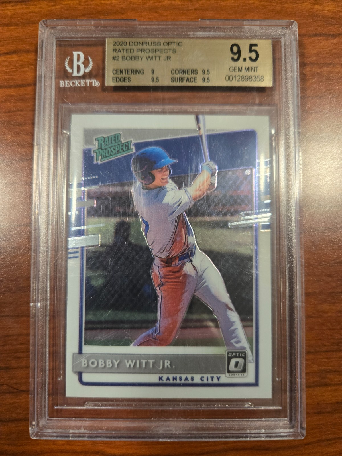 2020 Donruss Optic Bobby Witt Jr Rated Rookies Beckett 9.5
