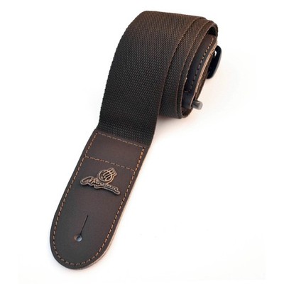 Magma Leathers  2'' Soft-hand Polypropylene Guitar Strap / Leather Ends Chocolate