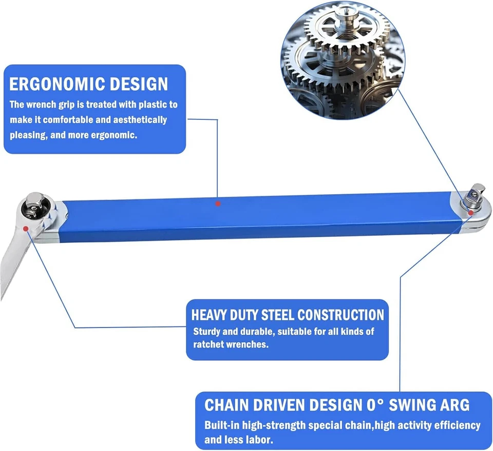 Impact Ready Offset Extension Wrench 1/2" 1/4" 3/8" Tight Spaces Extension Tool - Image 2 of 4