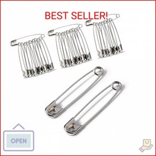 30 Pack Extra Large Safety Pins 3 Inch - Safety Pins for Sewing, Durable Stainle