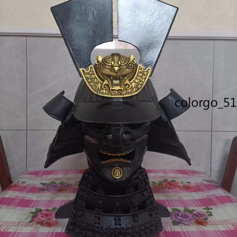 Máscara facial completa de guerrero casco armadura portátil 1/1 samurai japonés vintage unisex