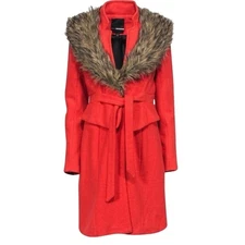 ANTHROPOLOGIE Plenty by Tracy Reece Faux Fur Belted Wool Blend Pea Coat Size 4P