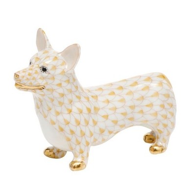 HEREND,  CORGI DOG,  BUTTERSCOTCH  FISHNET #VHJ-05390,  NEW,  MINT & BOXED!