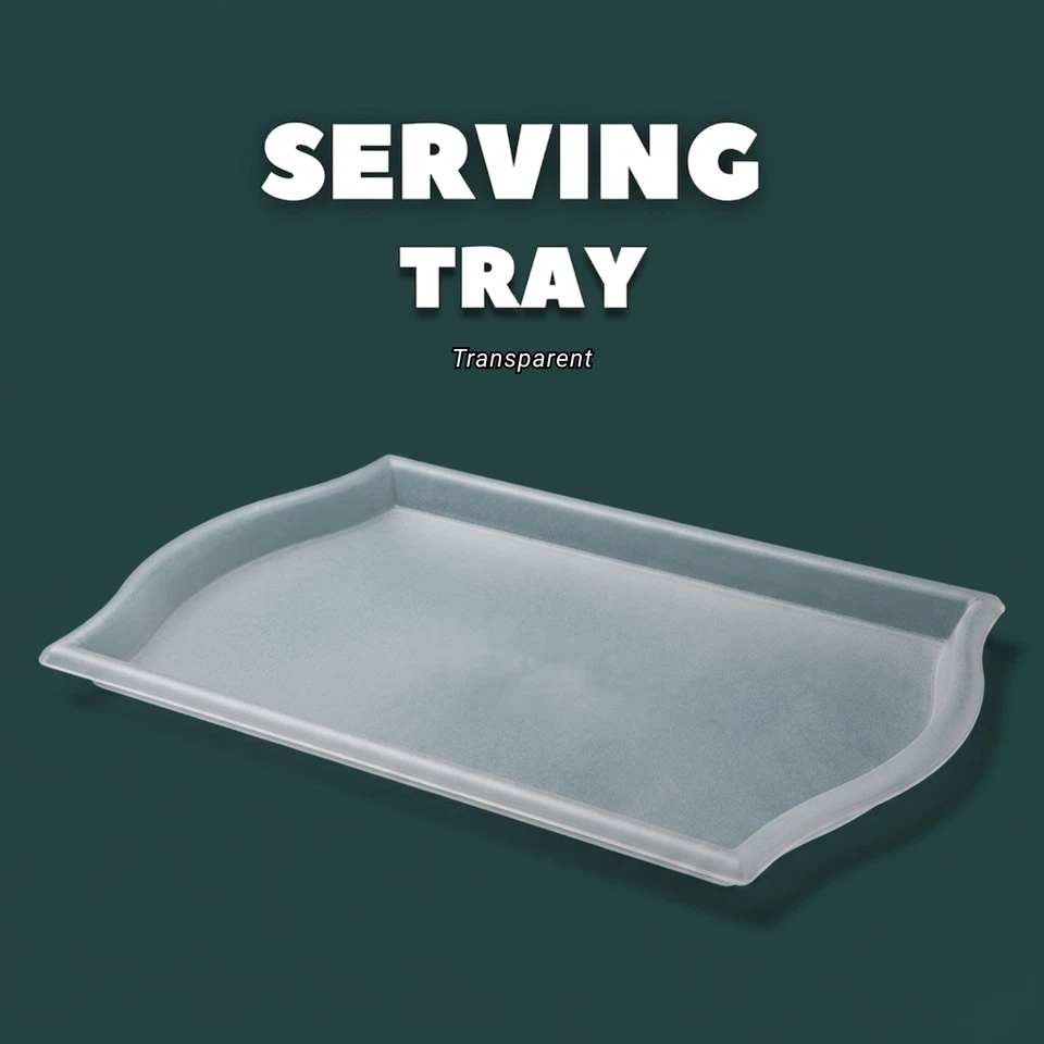 Large Serving Food Tray White Plastic Kitchen Anit Slip L52cm x W35cm - Image 1 of 2