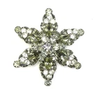Vtg. Rhinestone Clear Smokey Glass Brooch Costume Jewelry Art Deco - 04