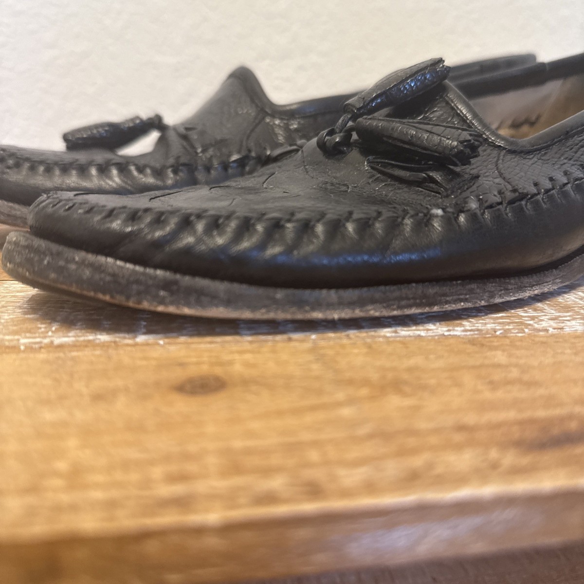 Vintage Zelli Italy Black Leather Loafers Size 9 Zelli Vintage Leather loafers with tassels Men main image 3