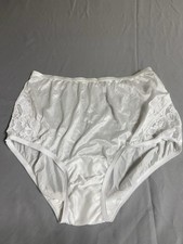 VANITY FAIR WHITE GUSSET SILKY NYLON GRANNY SISSY PANTIES Size 5