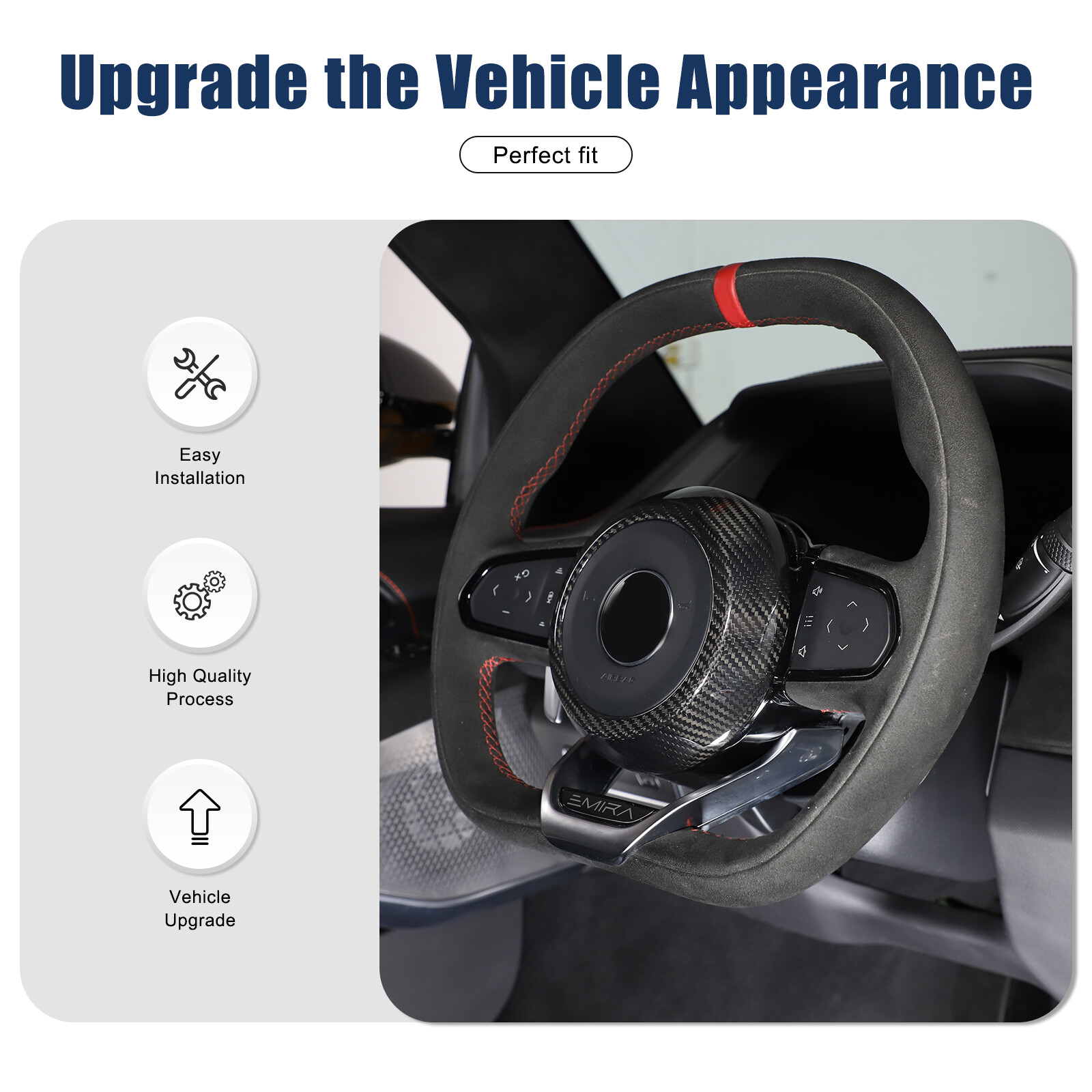 Real Carbon Fiber Steering Wheel Center Surround Cover For Lotus EMIRA 22-24 US
