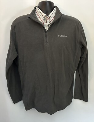 COLUMBIA Fleece Sweater Mens XL Light Overshirt 1/2 Zip Pullover Gray Outdoor