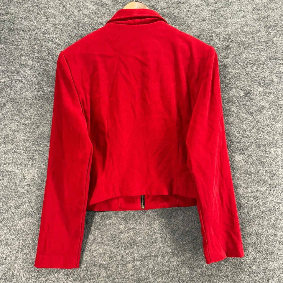 Jessica Howard Jacket Women 10 Red Geometric Full Zip Collared Long Sleeve - Image 2 of 4