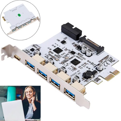 PCIe to USB 3.2 Expansion Card 5 Ports w/ 4 USB A & 1 Type C Ports Hub Converter - Afbeelding 3 van 11