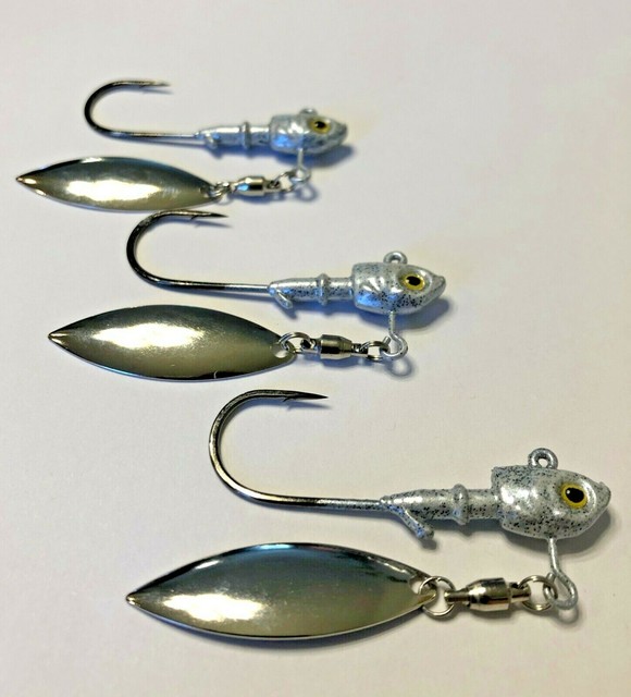3 Herring head Underspin Jig heads Bass Striper Walleye 3D Eye