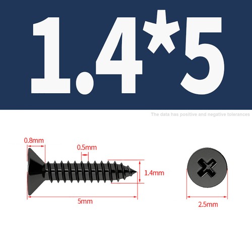 M1-M3 Black Small Phillips Flat Countersunk Head Screw Self Tapping Wood Screws - Bild 28 von 59