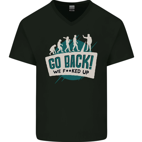 Go Back We Fooked Geschnürt Evolution Umgebung Herren V-Neck Baumwolle - Picture 11 of 43