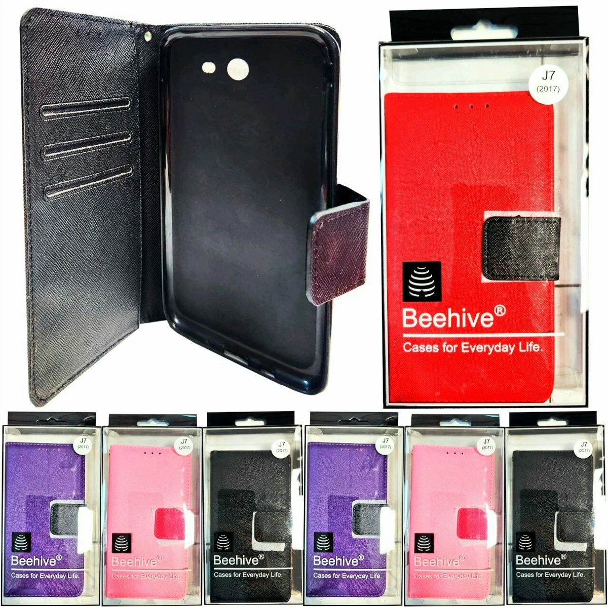 SONWO Cover Portafoglio In Pelle PU Per Samsung Galaxy J7 2015 - Con Supporto E Slot Per Carte - Blu - 2