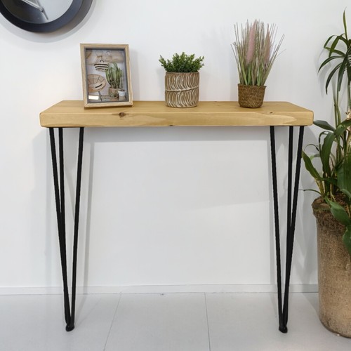 Rustic Console Table Radiator 145mm Hairpin 3R 860mm Light Oak - Picture 46 of 95