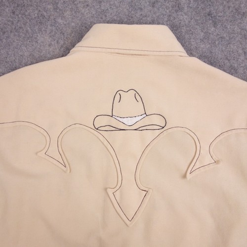 Vintage West Cal 45 Button Snap Shirt Large Western Rockabilly Beige Mens - Picture 2 of 8