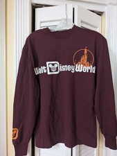 Walt Disney World Parks Castle Vintage Maroon Long Sleeve Retro Shirt Size XS