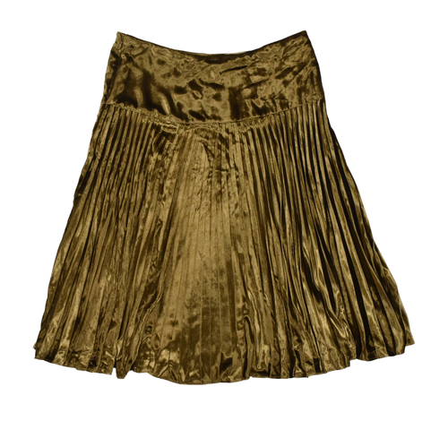 Ralph Lauren Black Label Collection Gold Silk Velvet Pleated Skirt New $2498 - Picture 2 of 3