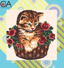"Kitten" Printed Needlepoint Tapestry Kit 4013K