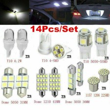 14x Car Interior LED Lights Package Kits for Dome Map License Plate Lamp Bulbs