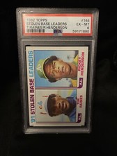 1982 Topps Stolen Base Leaders T. Raines/R. Henderson #164 PSA EX-MT 6