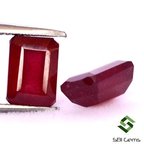 3.67 Cts Natural Ruby Octagon Cut Pair 7x5 mm Reddish Shade Loose Gemstones GF - Picture 4 of 6