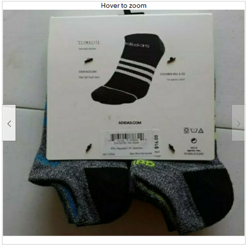 Adidas Climalite No Show Socks Youth 6 Pairs Gray Blue Yellow Size M 13C-4Y - Picture 2 of 2