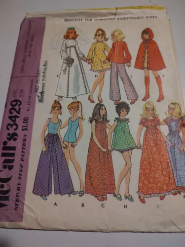 1972 Vintage MCCALL'S 3429 Teen Doll Fashion Trousseau for 11 1/2" Doll, CUT