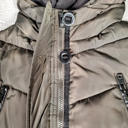 Diesel Puffer Jacket Women 14 Hooded Full Zip Fleece Lined Insulated Green - Picture 5 of 21