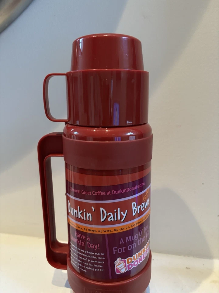 Vintage Dunkin' Donuts 32 oz.Thermos With Cup Dunkin Daily Red 3pcs - Image 4 of 4