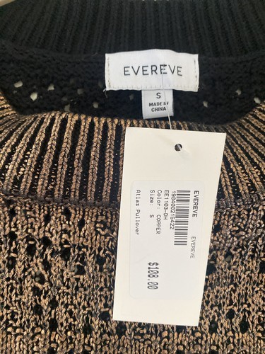 NEW Evereve Womens Small Atlas Pullover Open Knit Sweater in Copper $108 S New - Picture 5 of 7