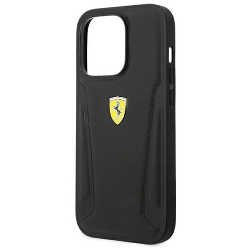 Funda para móvil iPhone 14 Pro Max Ferrari logotipo de cuero auténtico negro - Imagen 5 de 7