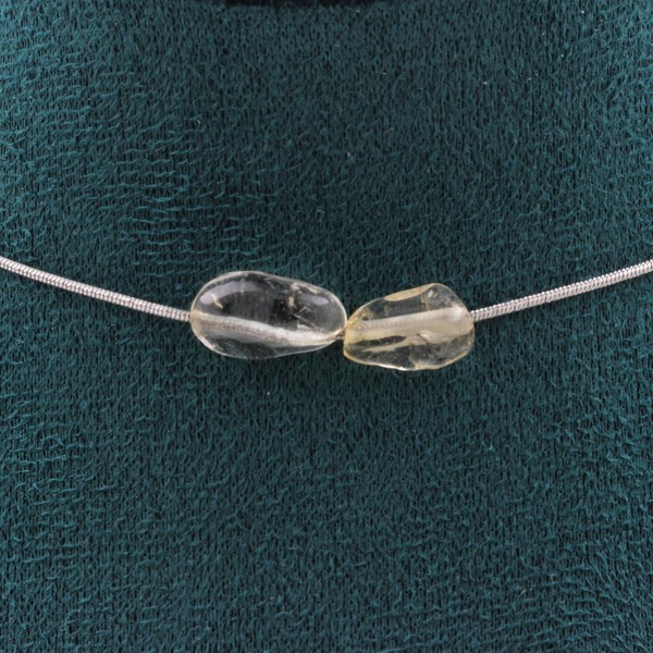 Mineralien & Edelsteine Collier 2 Perlen Citrin Aus Brasilien Kette-image
