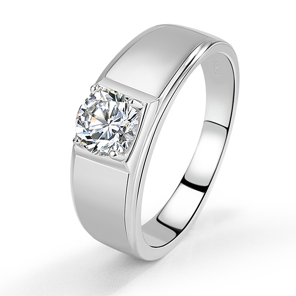 Genuine Sterling Silver 925 Round Ring Size 7-13 Clear CZ